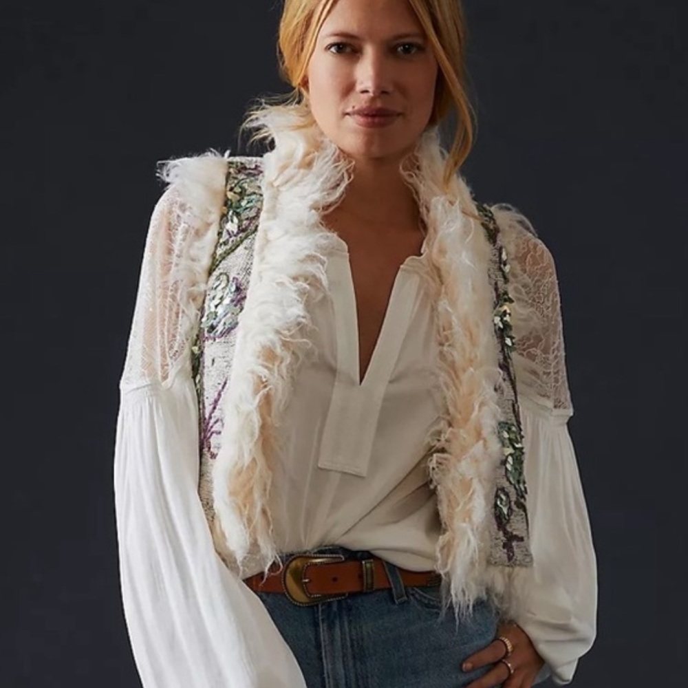 Anthropologie Embroidered Sweater Vest XS